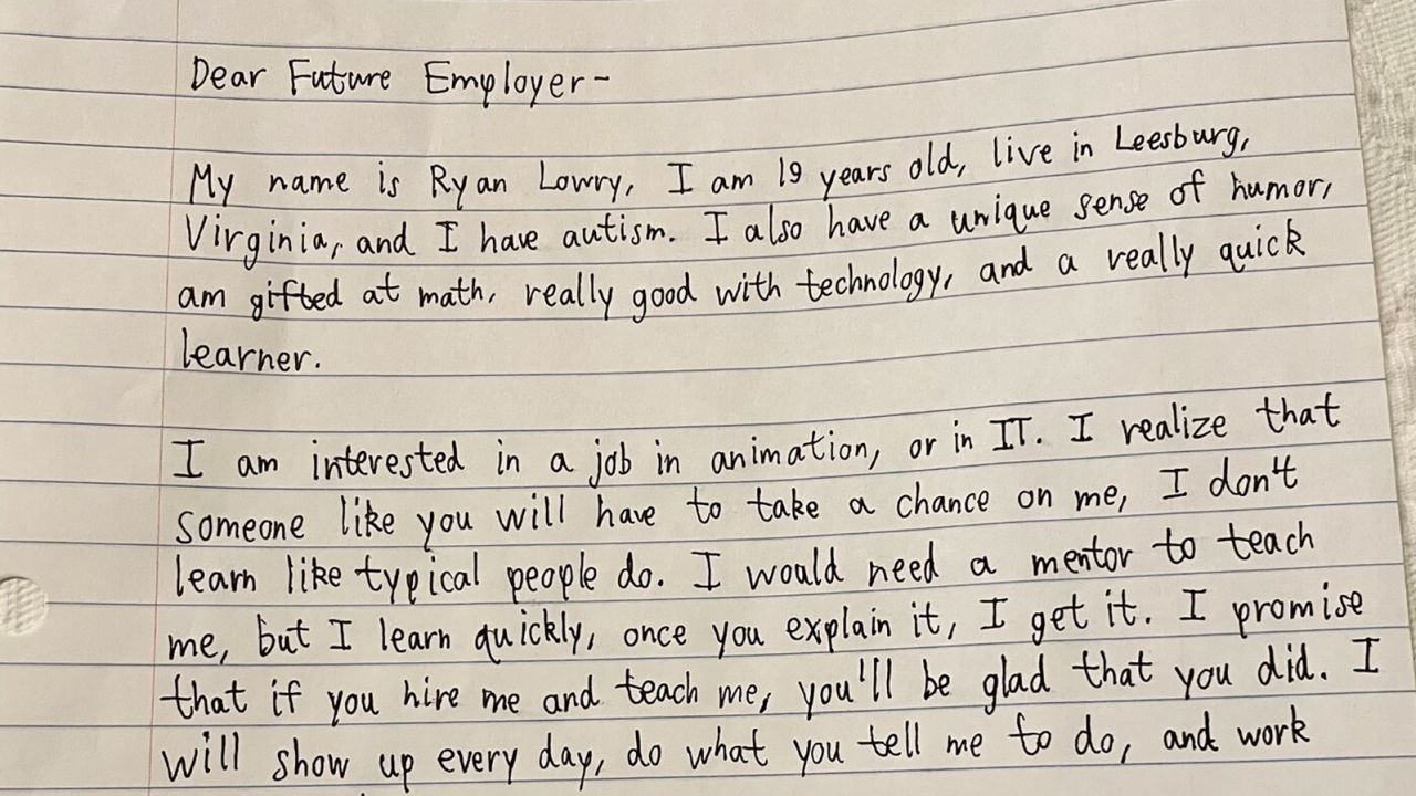 CNN: A man with autism asks future employers to ‘take a chance on me’ in a heartfelt, handwritten viral letter